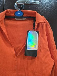 Orange Long Sleeve Cropped Top