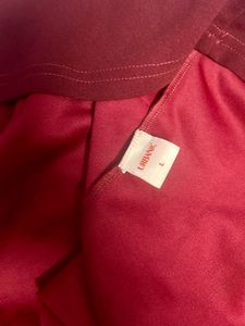 Urbanic Maroon Ruched Fit &amp; Flare Dress
