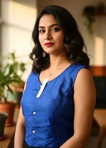Blue Sleeveless Button-Up Top