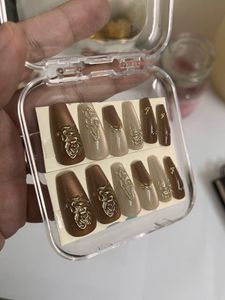 Elegant Gold Ombre Coffin Nails