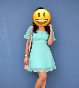 price drop🆘Pinteresty Aqua Swiss Dot Mini Dress