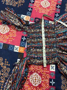 Boho Print Smocked Off-Shoulder Dress