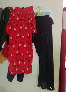 Red Floral Kurta Set