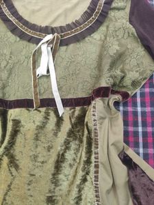 Vintage Green &amp; Brown Renaissance Blouse