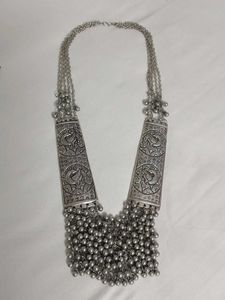 Silver Tribal Style Necklace &amp; Earring Set