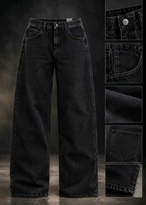 Loose Fit Black Denim Jeans