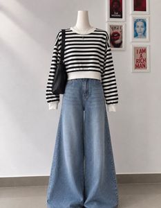 Black & White Striped Crop Top