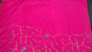 Embroidered Pink Saree with Sequins