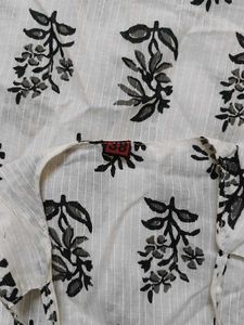 White Block Print Kurta