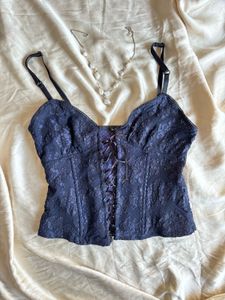 Blue Lace Corset Top
