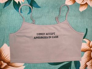 Shein Spaghetti Strap Typographic Print Crop Cami