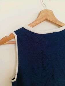 Navy Sleeveless Tank Top with White Trim