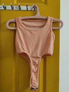 Peach Ribbed Bodysuit