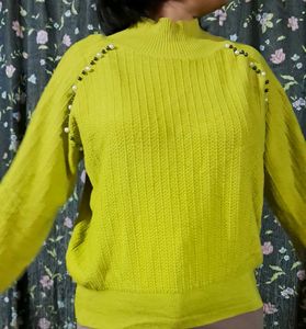 Elegant Pearl Detail Knit Sweater