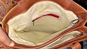 Stylish Yellow &amp; Brown Handbag
