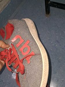Gray &amp; Red Athletic Sneakers