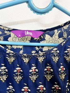 Libas Blue Printed Cotton Anarkali Kurta Set
