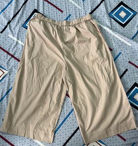 Length-30,,Women's Beige Wide Leg Cropped Pants