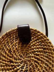 Round Rattan Crossbody Bag