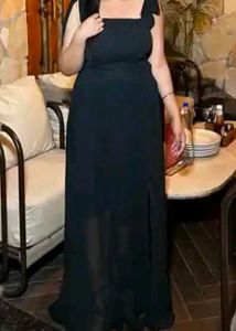 Elegant Black Slip Dress with Tie Waist