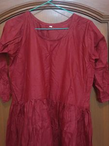 Maroon Cotton Kurta