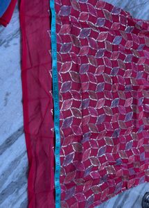 Vibrant Red saree Embroidered  blouse