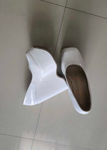White Patent Block Heels