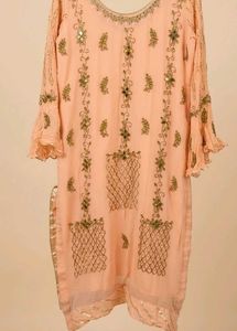 Embellished Peach Suit kurta