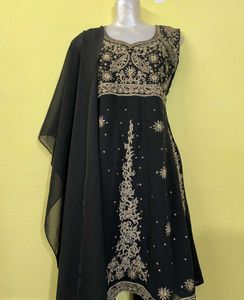 Elegant Black Embroidered Kurta Set