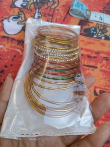 Colorful Bangle Set with Rhinestones