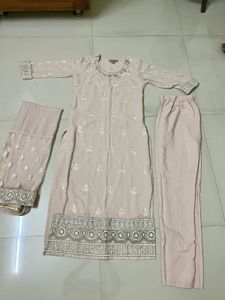 Elegant Baby Pink Embroidered Kurta Set with Dupat