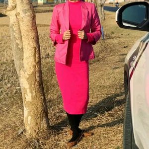 Pink Bodycon Midi Dress