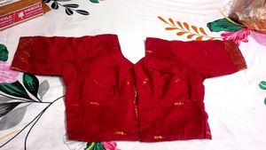 Elegant Red Saree with Gold Border