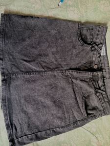 Grey Denim Mini Skirt