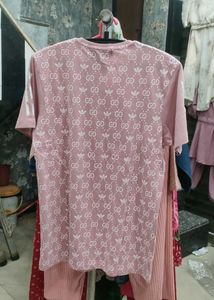 Pink Patterned Tee &amp; Shorts Set