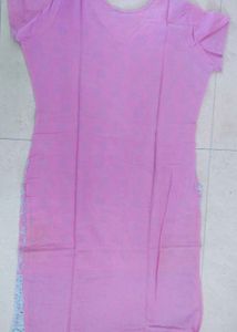 Pink Embroidered Cotton Kurta