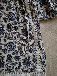 Blue and White Floral Print Top