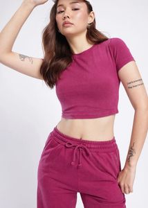 Pink Crop Top and pararllel Set