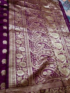 Deep Purple Saree with Gold Motifs