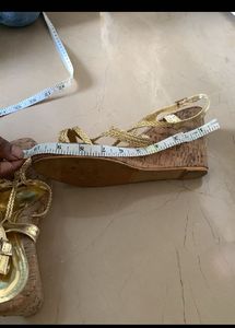 Strappy Gold Cork Wedge Sandals