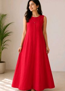 Vibrant Red Sleeveless Kurta