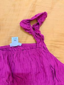 Fuchsia Smocked Crop Top