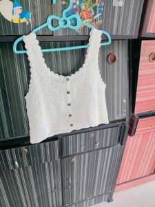 Crocheted Button-Up Tank Top