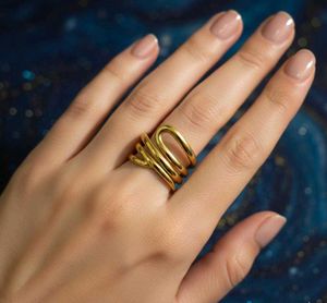 Stylish Gold-Tone Wrap Ring