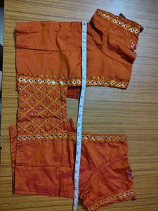 Embellished Orange Silk Blouse