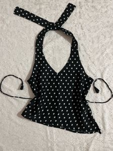 Vintage y2k asymmetrical Polka Dot Halter Top
