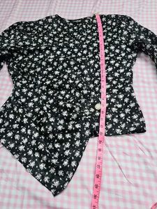Korean Floral Print Wrap Top