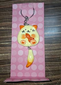 Cute Cat &amp; Fish Keychain
