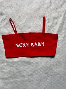 Red "Sexy Baby" Crop Top