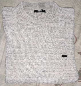 Light Grey shining Crew Neck Sweater